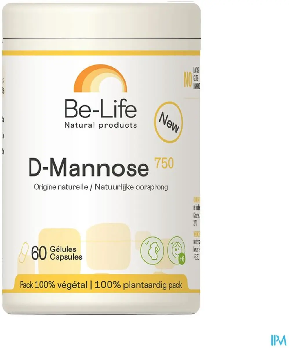 Be-Life D-Mannose 750 - 60 Vegetarische Capsules - afbeelding 2 van 2
