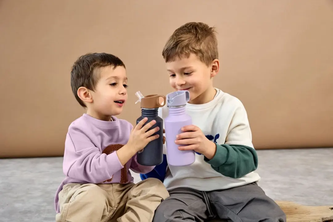 Lässig Little Gang Smile Drinkfles 500ml - RVS - Smile navy