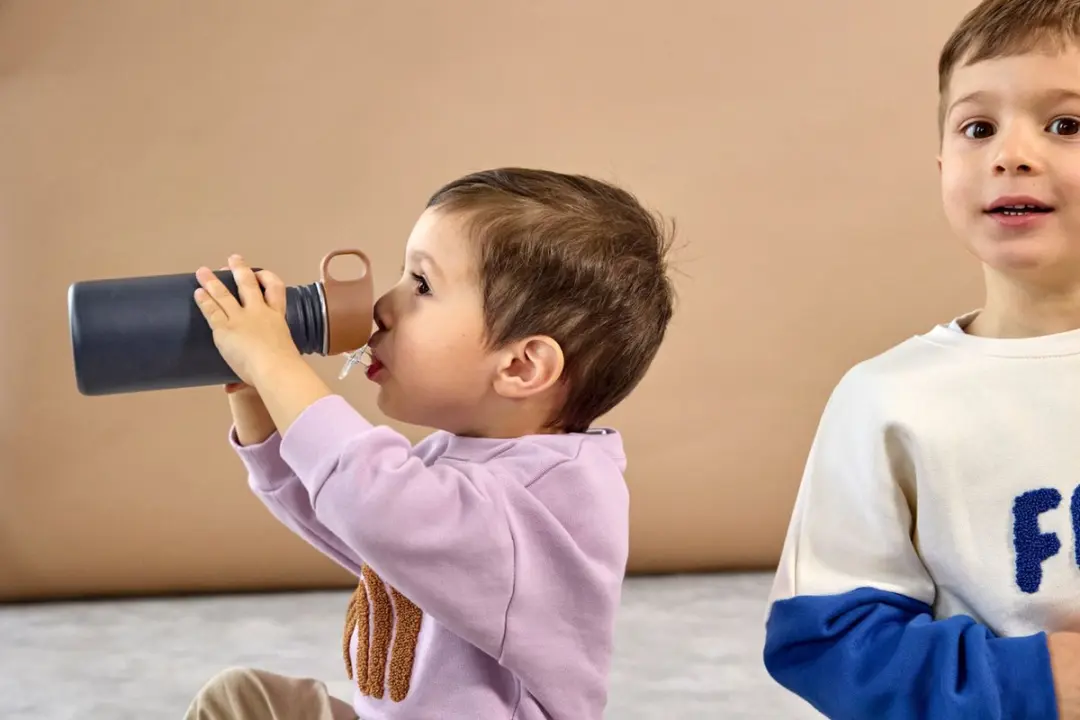Lässig Little Gang Smile Drinkfles 500ml - RVS - Smile navy