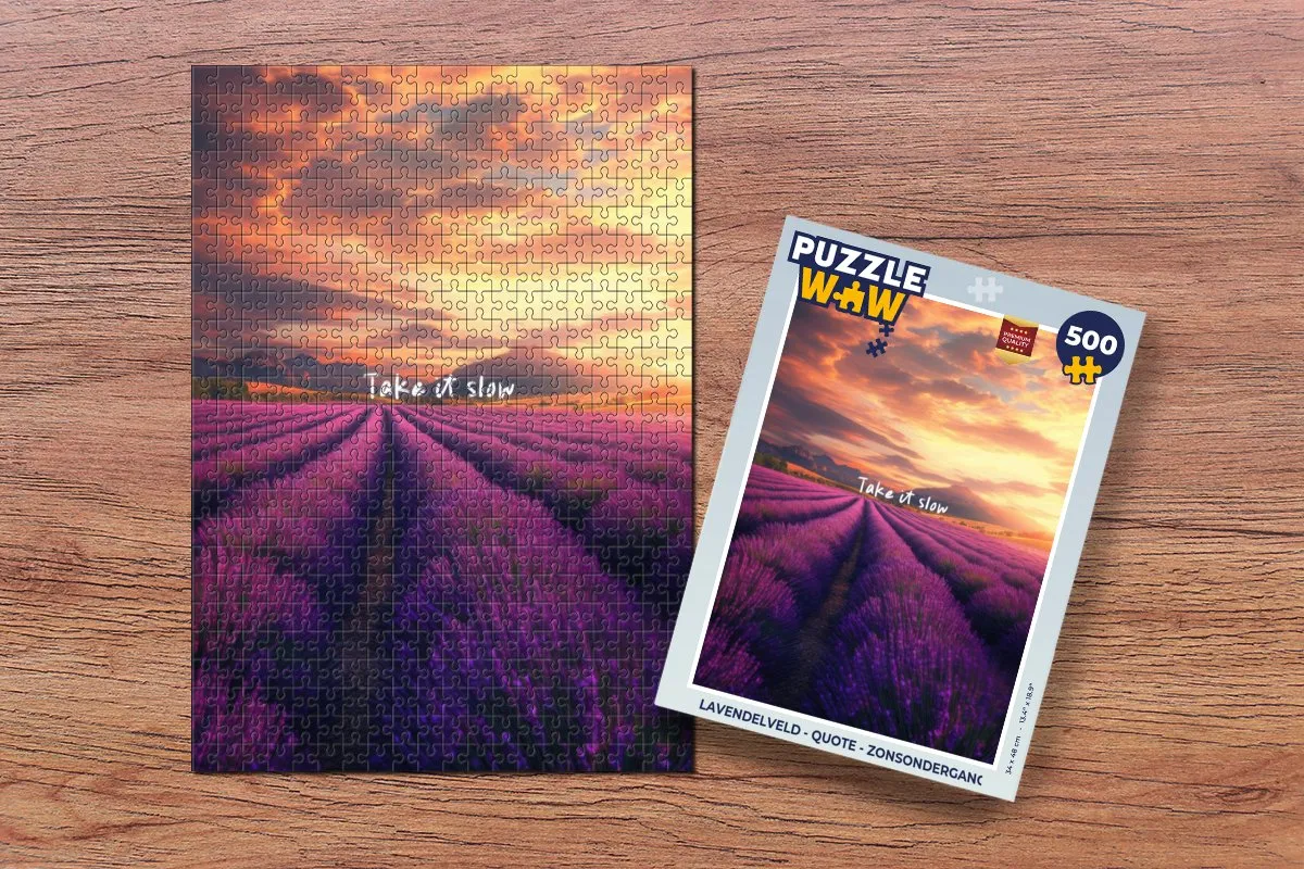 PuzzleWow Lavendelveld Quote Legpuzzel 500 Stuks