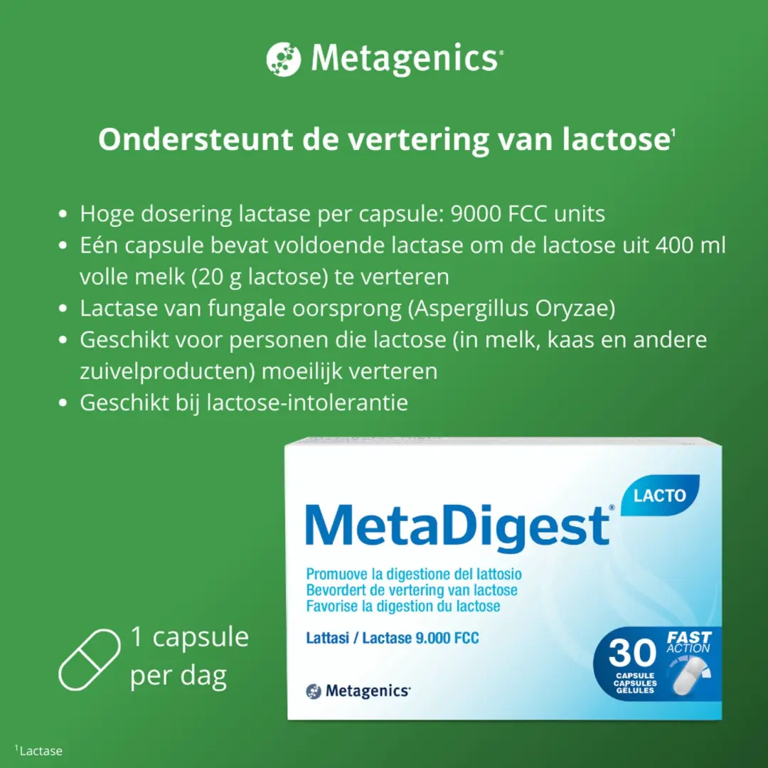 Metagenics MetaDigest Lacto Enzymenpreparaat - 45 Capsules - afbeelding 4 van 6