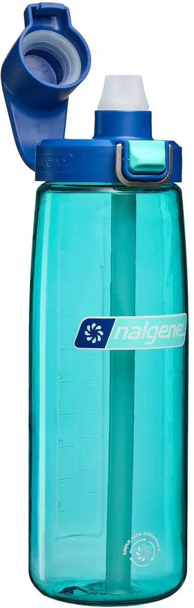 Nalgene - Straw Bottle - drinkfles - waterfles - rietje - 650ml Blue Aqua/Dark Blue Cap Sustain NIEUW!