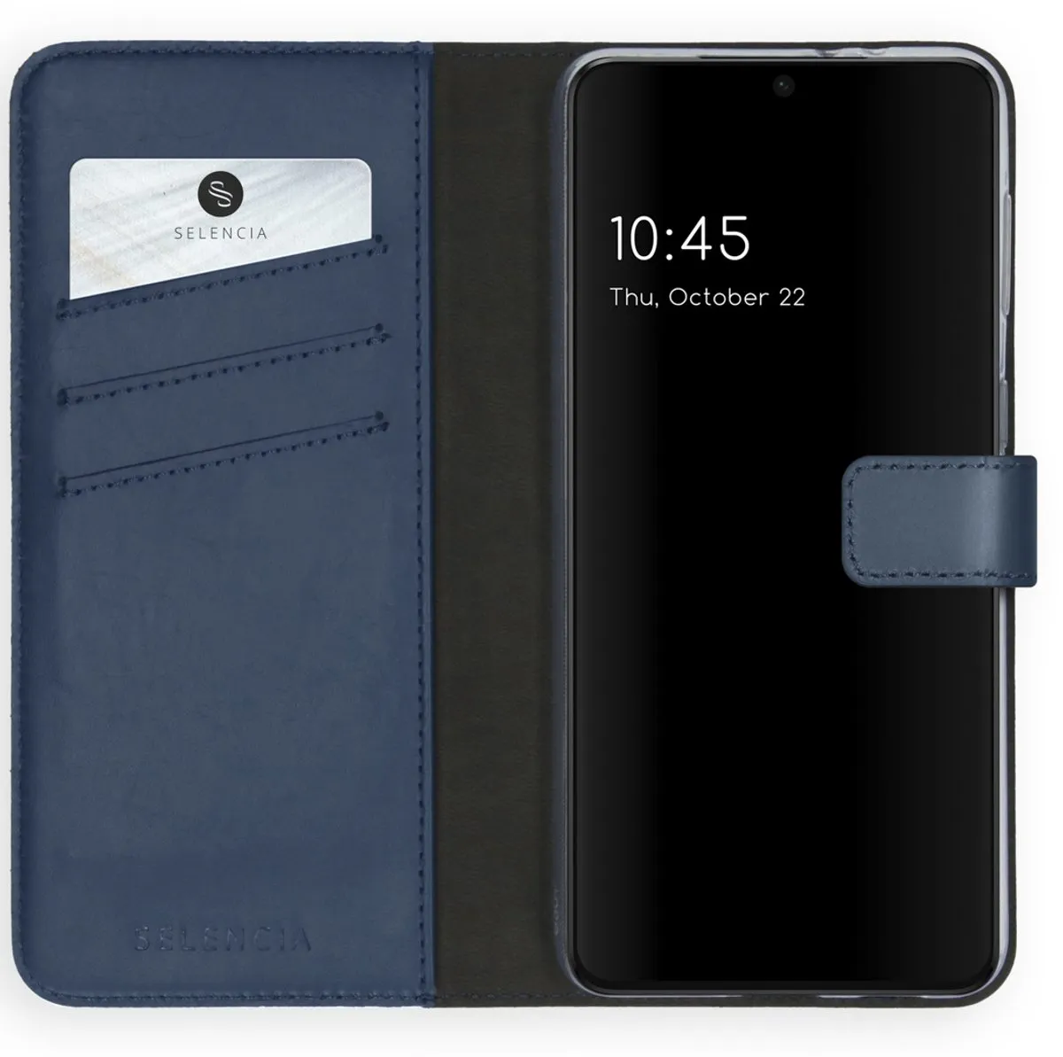 Selencia Hoesje Samsung Galaxy S21 Plus - Echt Lederen Bookcase Blauw