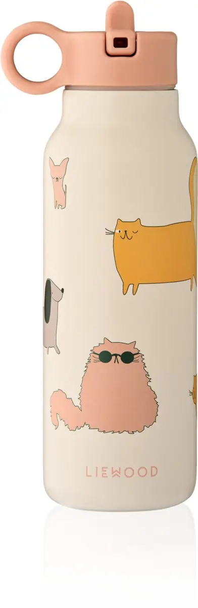 Liewood Drinkfles RVS Falk Cats and Dogs 350ml