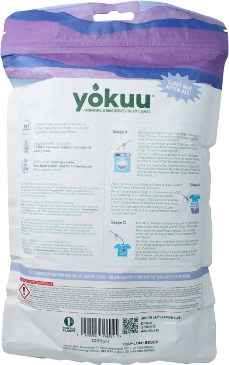 Yokuu Probiotische Vlekkenverwijderaar Witte Was 1020g - afbeelding 6 van 6