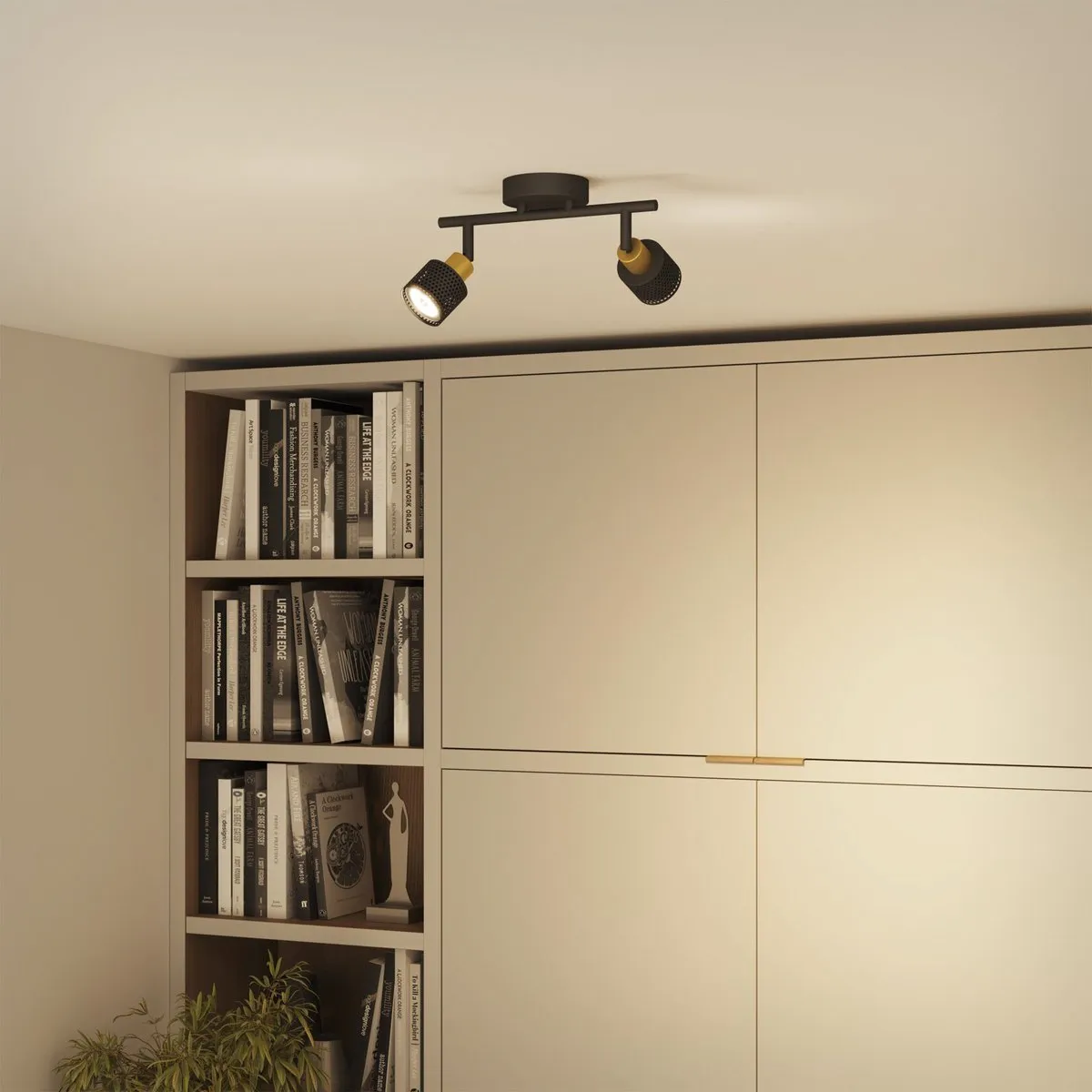 Philips Niall Opbouwspot Zwart/Goud - 2x GU10 Warmwit