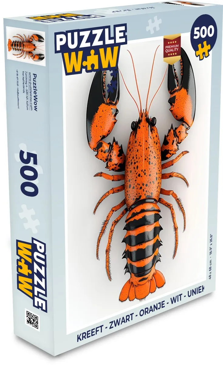 PuzzleWow Kreeft Puzzel 500 Stuks - Zwart/Oranje/Wit