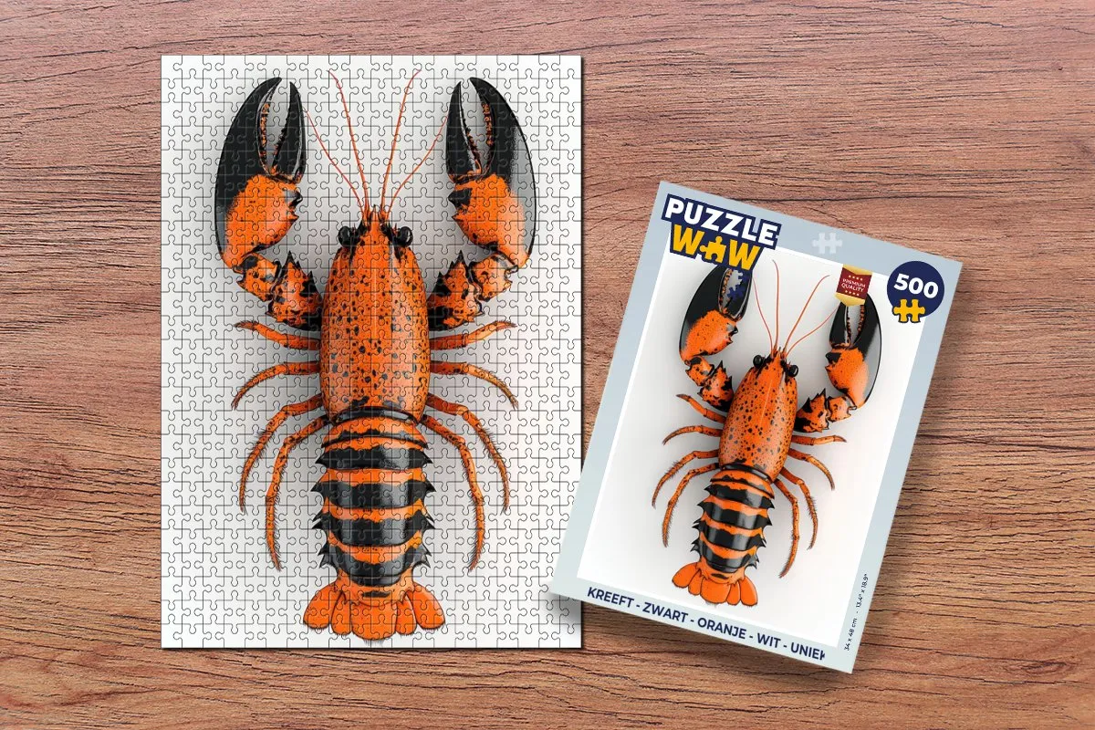 PuzzleWow Kreeft Puzzel 500 Stuks - Zwart/Oranje/Wit