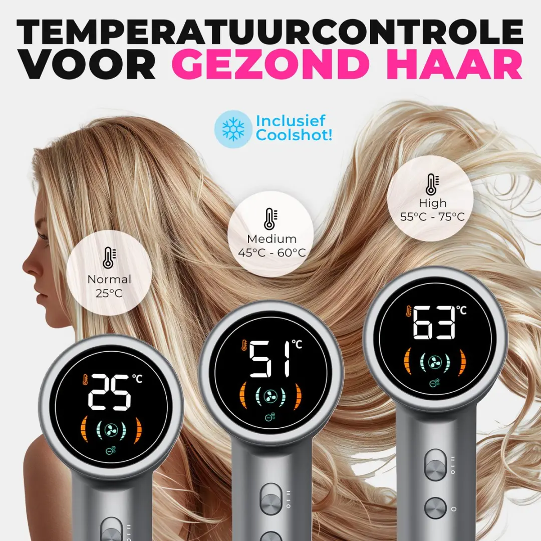Denver HDD1400DG Ionische Haardroger 1400W - 3 Warmtestanden - Darkgrey