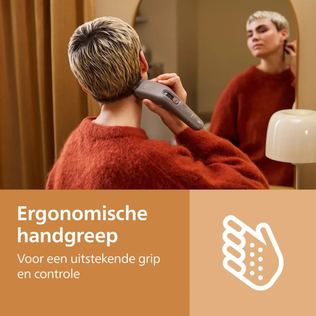 Philips Hair Clipper 5000 Series Tondeuse – Gelijkmatig en Nauwkeurig Knippen - 10 Lengte-instellingen - Zelfslijpende Mesjes - PowerAdapt Sensor - Trim & Flow Kam - Tot 90 Min. Draadloos Gebruik – HC5722/1