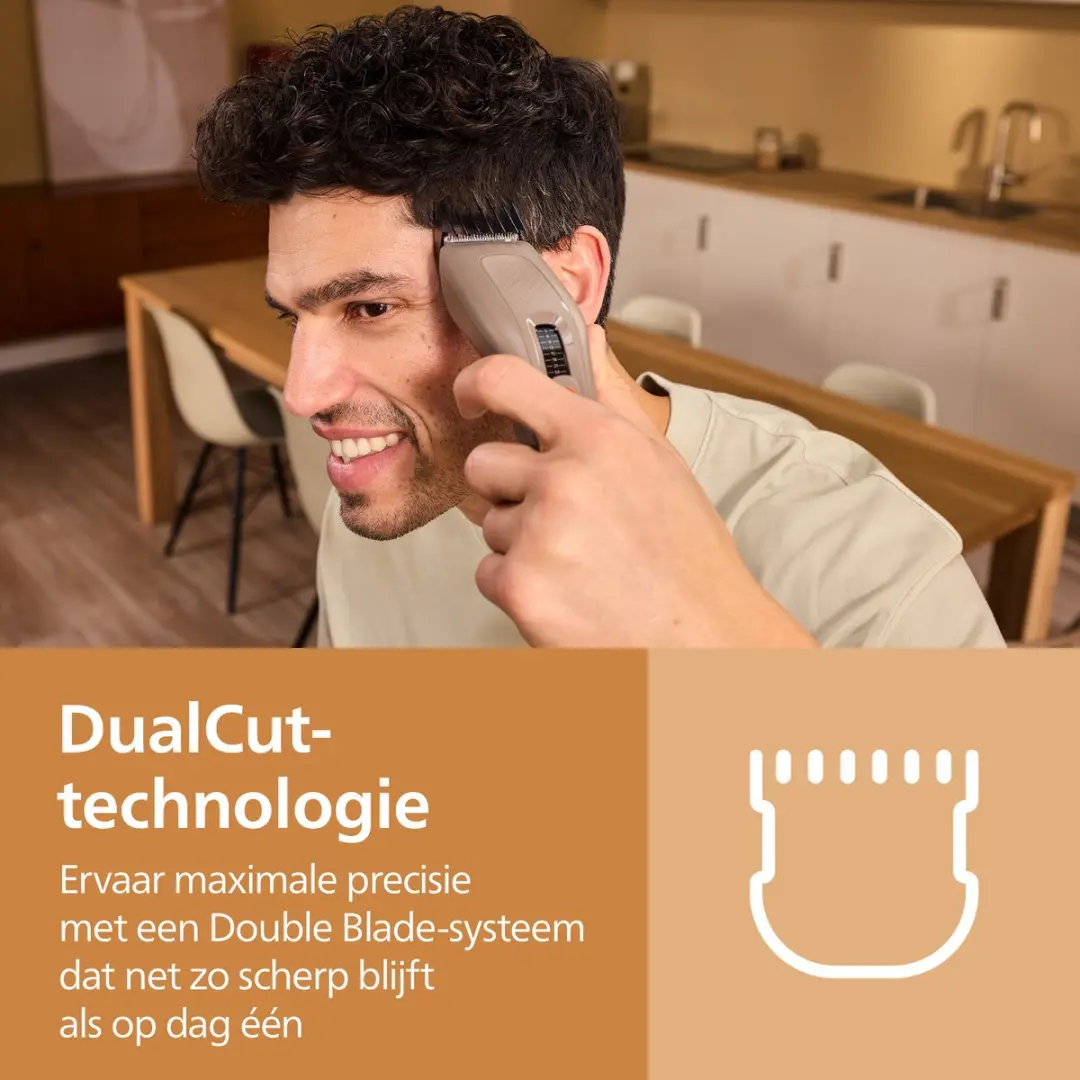 Philips Hair Clipper 5000 Series Tondeuse – Gelijkmatig en Nauwkeurig Knippen - 10 Lengte-instellingen - Zelfslijpende Mesjes - PowerAdapt Sensor - Trim & Flow Kam - Tot 90 Min. Draadloos Gebruik – HC5722/1