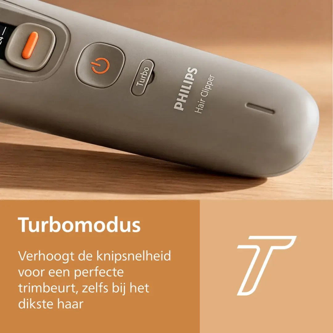 Philips Hair Clipper 5000 Series Tondeuse – Gelijkmatig en Nauwkeurig Knippen - 10 Lengte-instellingen - Zelfslijpende Mesjes - PowerAdapt Sensor - Trim & Flow Kam - Tot 90 Min. Draadloos Gebruik – HC5722/1