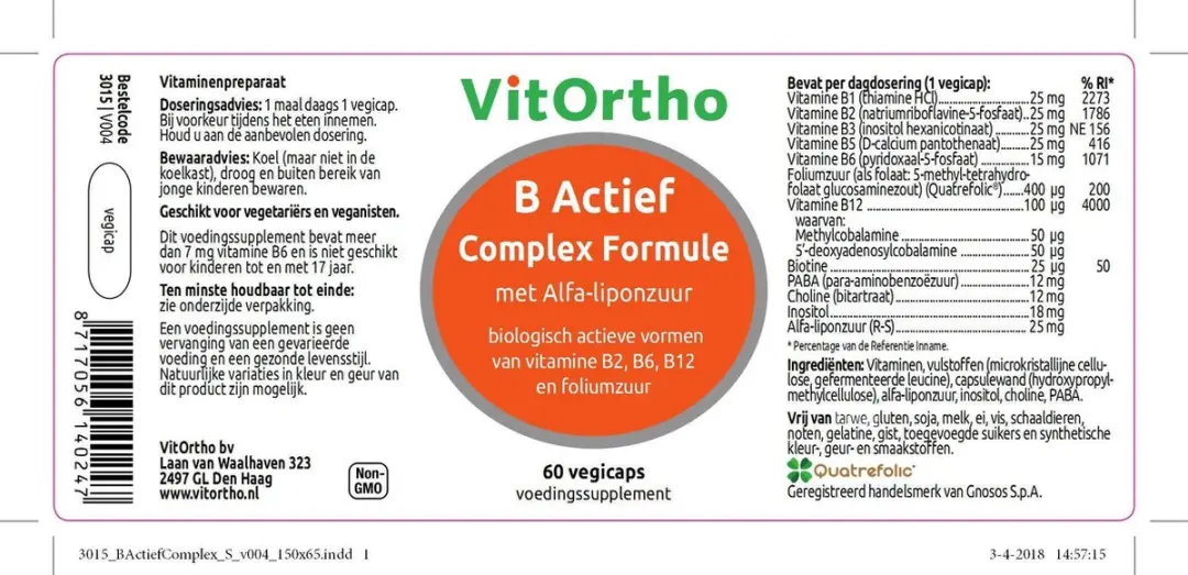 VitOrtho B Actief Complement - 60 Stuks