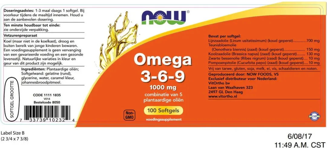 Now Foods Omega 3-6-9 1000mg - 100 Softgels