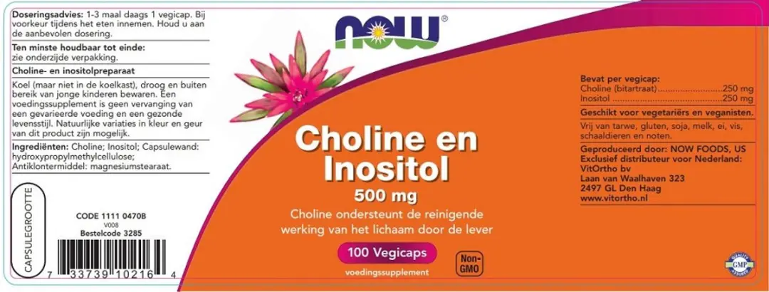 Now Foods Choline & Inositol 250mg - 100 Capsules