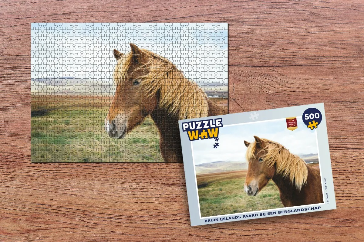 PuzzleWow Paard Natuur IJsland Legpuzzel 500 Stuks - Multicolor