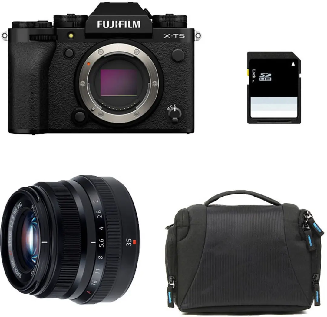 FUJIFILM X-T5 BLACK + 35mm f/2 WR + Tasche + 8 GB SD-Karte