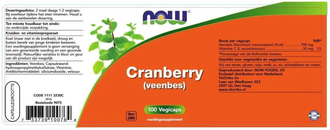Now Cranberry Vegicaps 100 Stuks - afbeelding 3 van 4