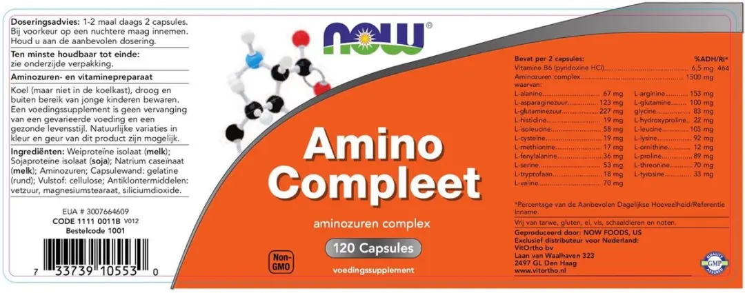 Now Foods Amino Compleet 120 Capsules - afbeelding 4 van 6