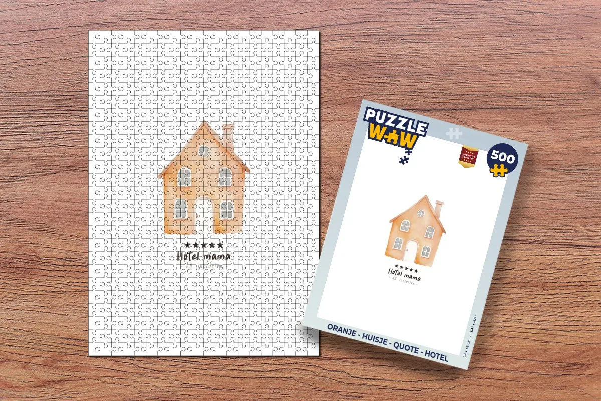 PuzzleWow Huisje Quote Hotel Legpuzzel 500 Stuks - Oranje