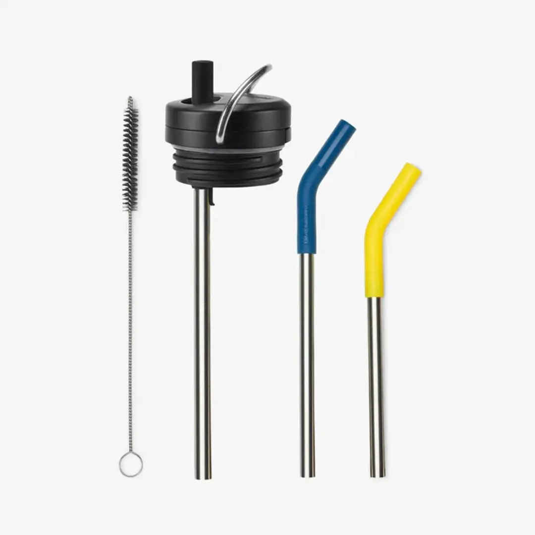Klean Kanteen Twistdop met strawset (voor TKWide Bottles) Black- vervangonderdee