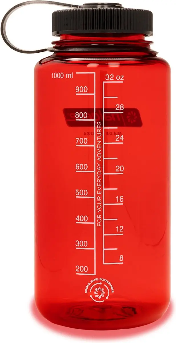 Nalgene Wide Mouth Fles 1L - N2020-3632 - Rood - afbeelding 2 van 5