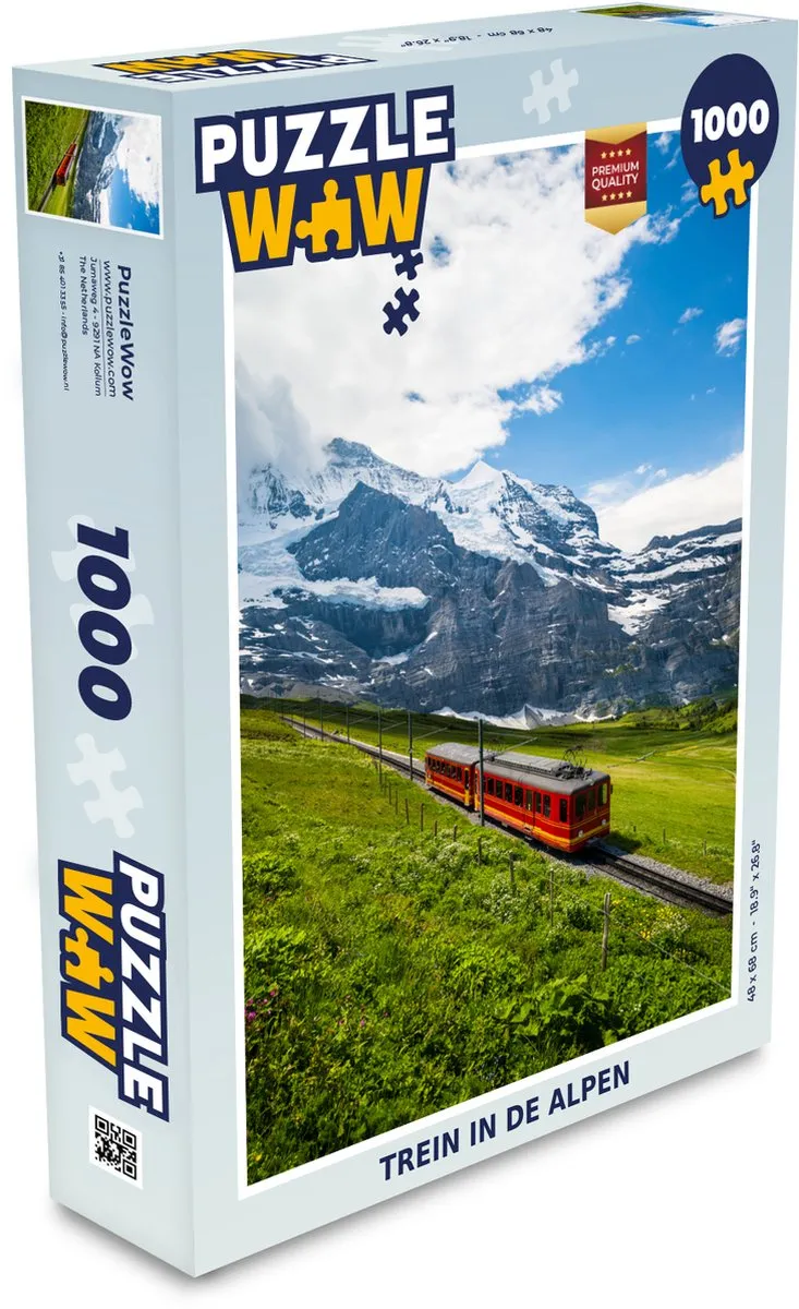 PuzzleWow Alpen Trein Legpuzzel 1000 Stuks - Multicolor