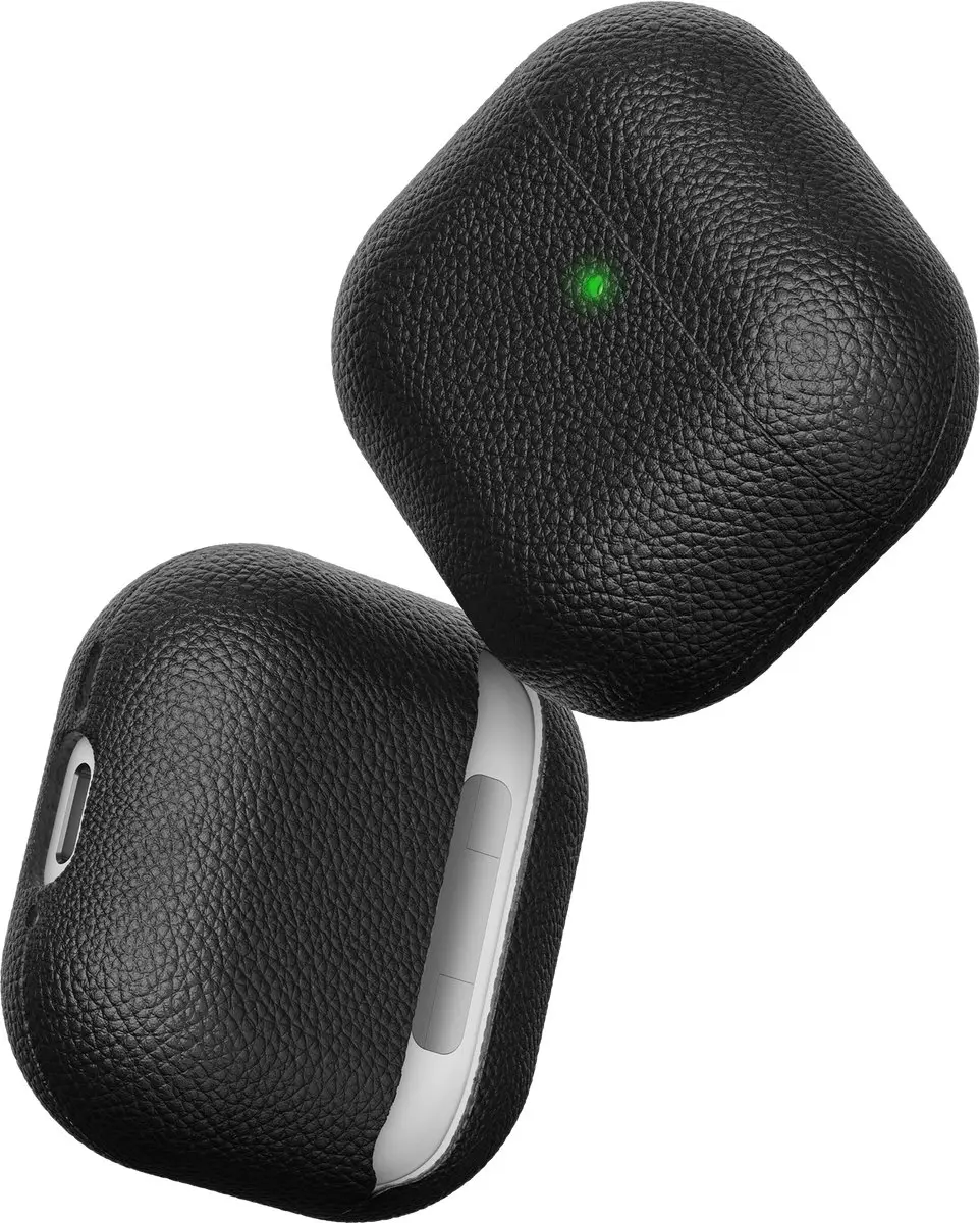 KeyBudz Artisan Lederen Hoesje AirPods 4/5 AP4_S3_BLK - Zwart - afbeelding 3 van 6