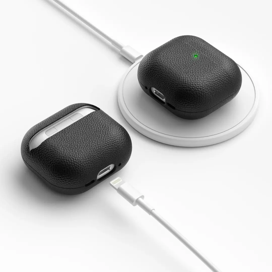 KeyBudz Artisan Lederen Hoesje AirPods 4/5 AP4_S3_BLK - Zwart - afbeelding 6 van 6