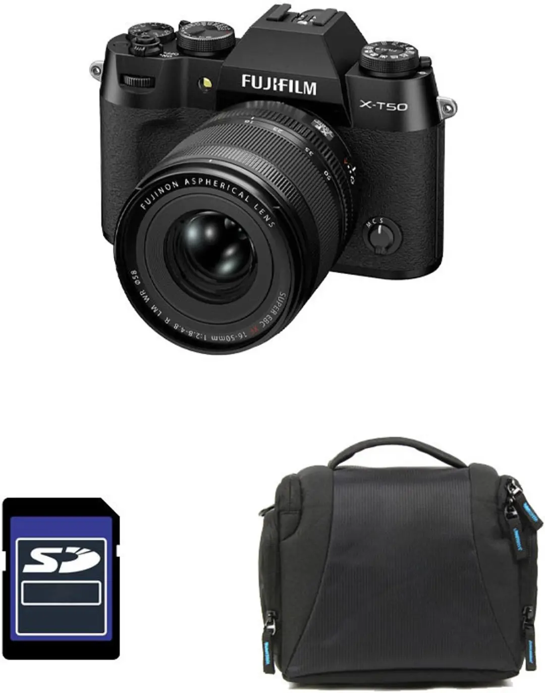 FUJIFILM X-T50 SCHWARZ + 16-50mm Objektiv + Tasche + 8GB SD-Karte