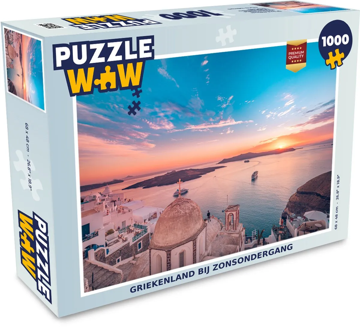 PuzzleWow Griekenland Huis Zon Legpuzzel 1000 Stuks - Multicolor