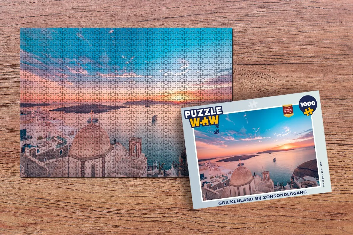 PuzzleWow Griekenland Huis Zon Legpuzzel 1000 Stuks - Multicolor