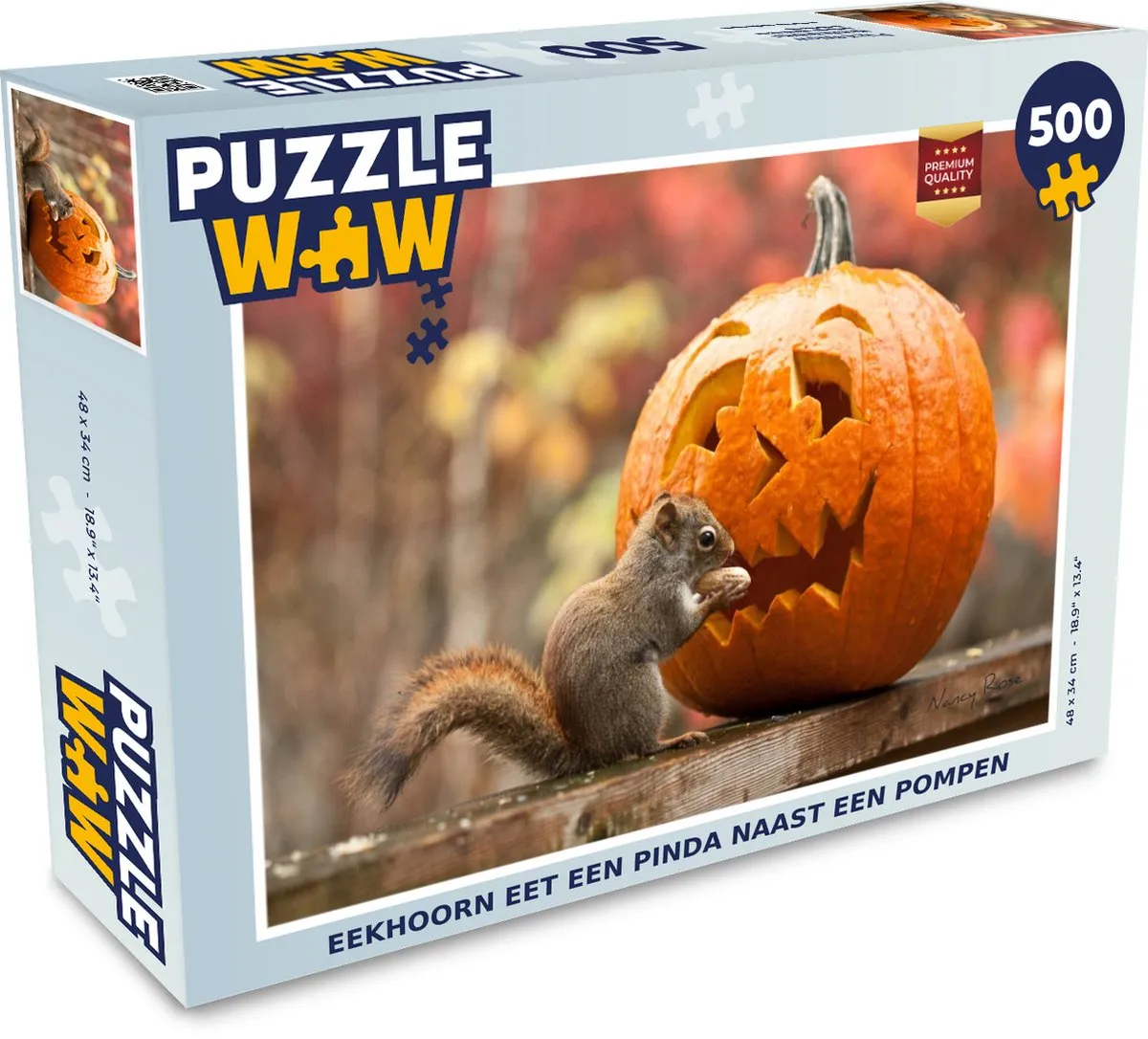 PuzzleWow Legpuzzel 500 Stuks - Eekhoorn eet pinda Multicolor