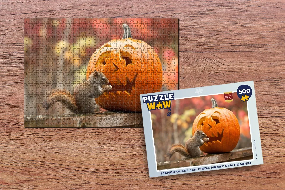 PuzzleWow Legpuzzel 500 Stuks - Eekhoorn eet pinda Multicolor
