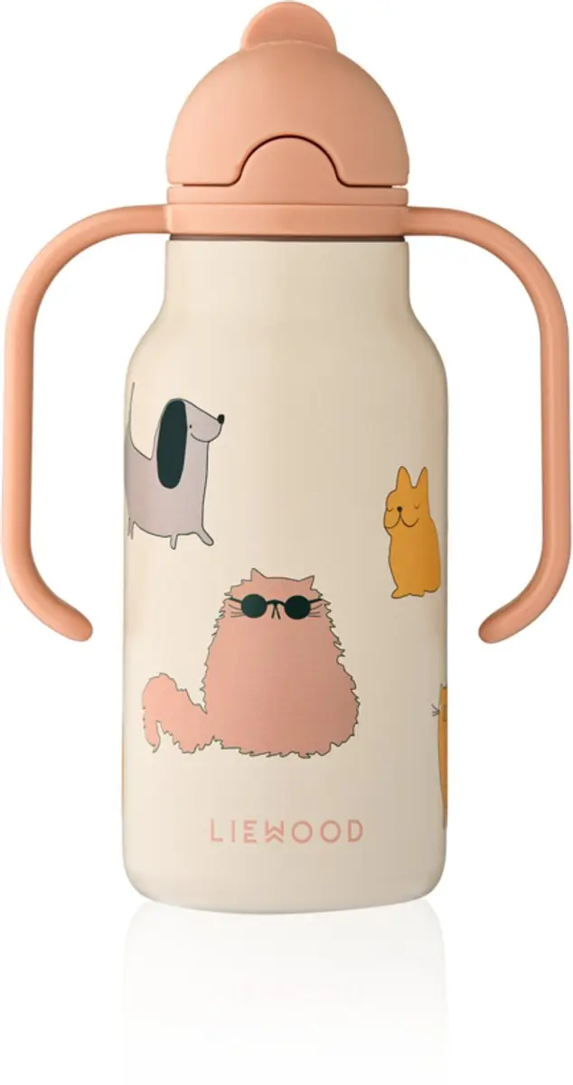 Liewood Kimmie Water Bottle 250 ml Cats and Dogs / Sandy drinkfles