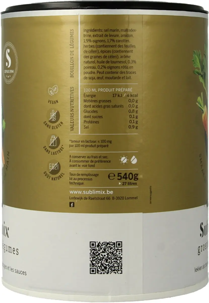 Sublimix Groentebouillon Poeder 540g - afbeelding 3 van 6