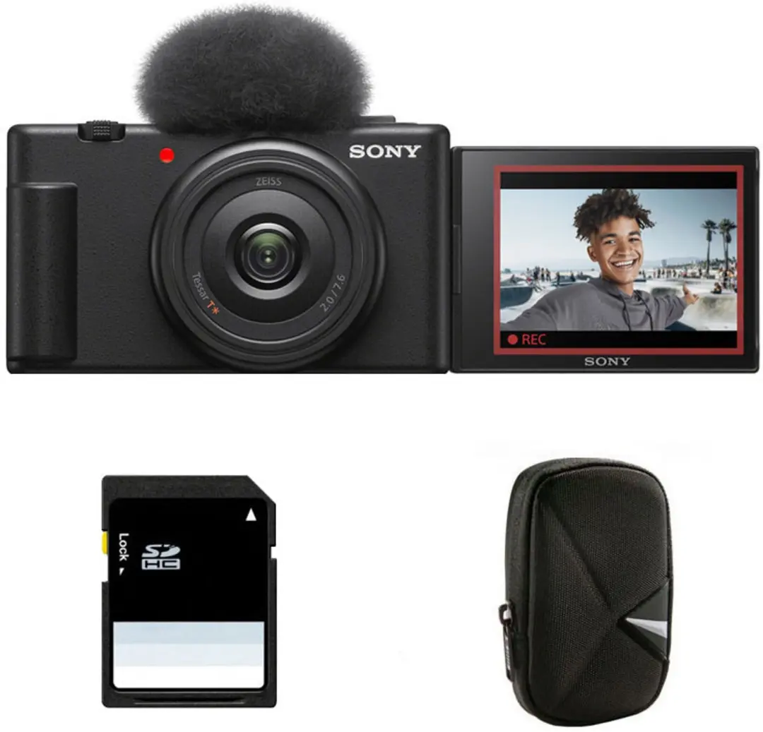 SONY Kompaktkamera ZV-1F + Tasche + 8 GB SD-Karte
