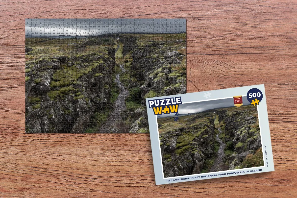 PuzzleWow Legpuzzel Þingvellir Nationaal Park 500 Stuks - Multicolor