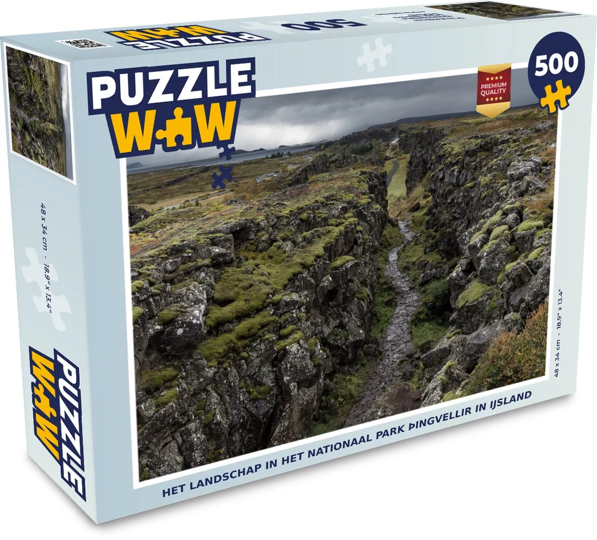 PuzzleWow Legpuzzel Þingvellir Nationaal Park 500 Stuks - Multicolor