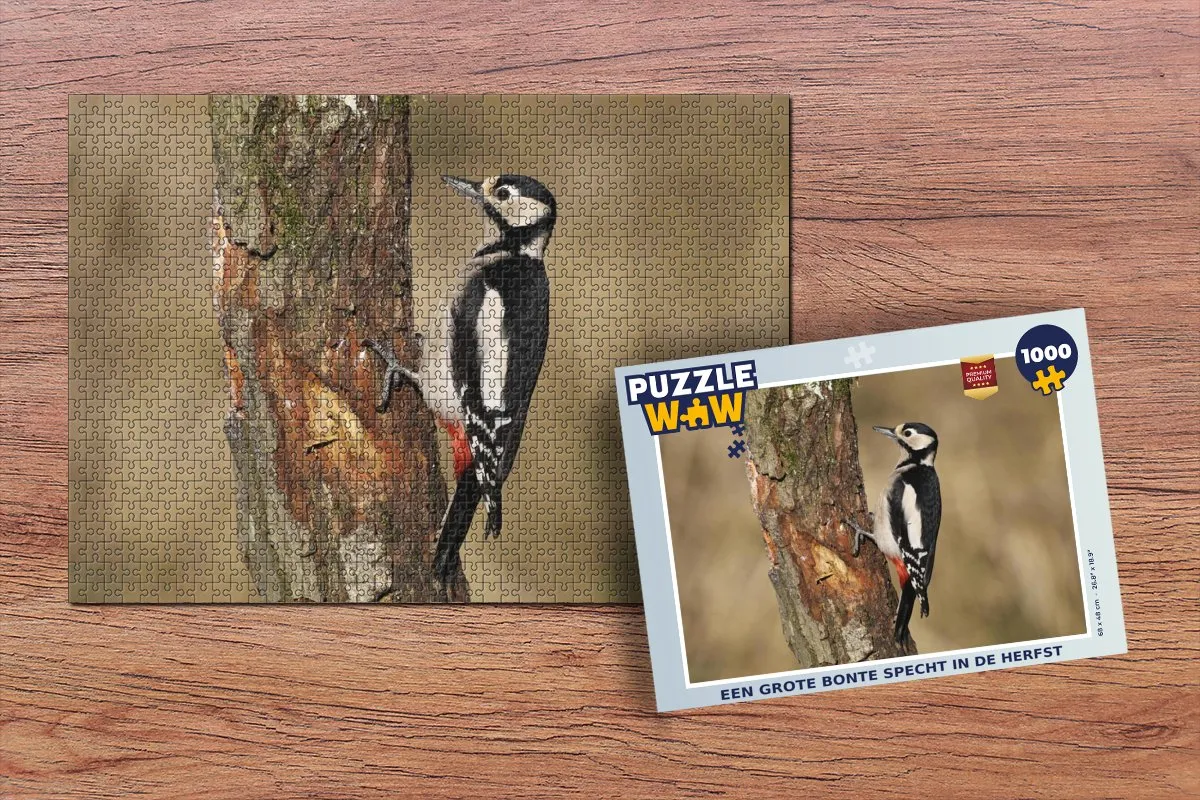 PuzzleWow Legpuzzel Een Grote Bonte Specht - 1000 Stuks - Multicolor
