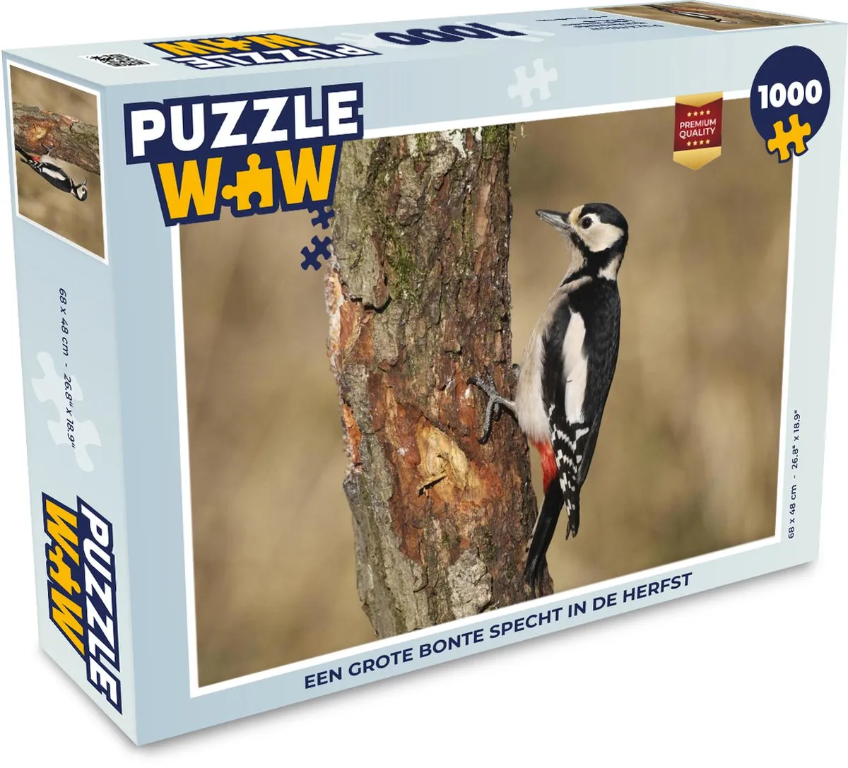 PuzzleWow Legpuzzel Een Grote Bonte Specht - 1000 Stuks - Multicolor
