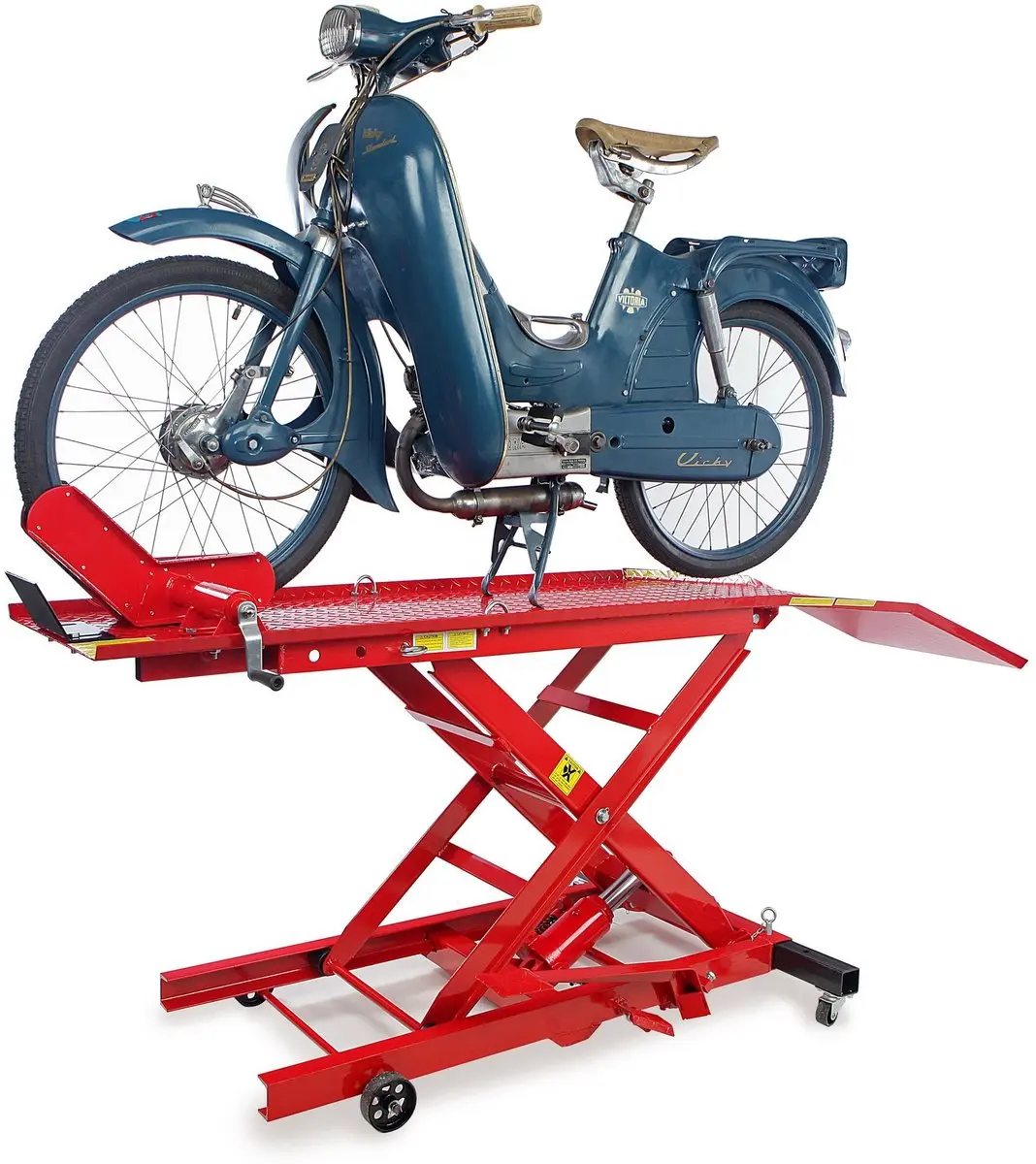 HBM motorheftafel 360 kg verrijdbaar rood 221,5 x 48 cm, max. hoogte 80 cm