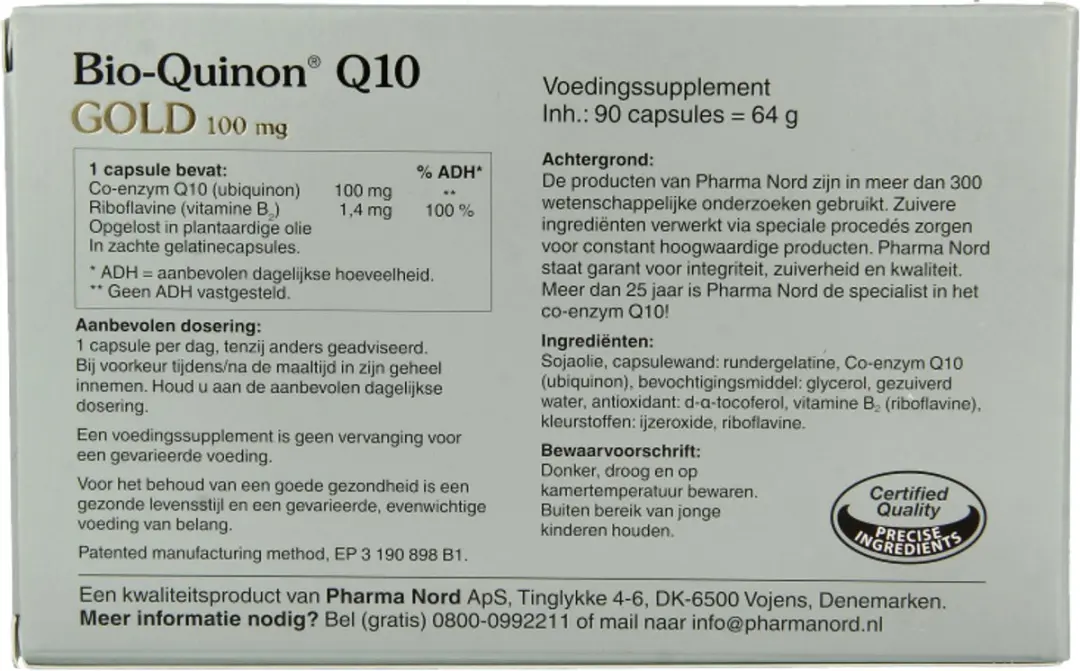 Pharma Nord Bio Quinon Q10 Gold 100mg - 90 Capsules - afbeelding 3 van 6