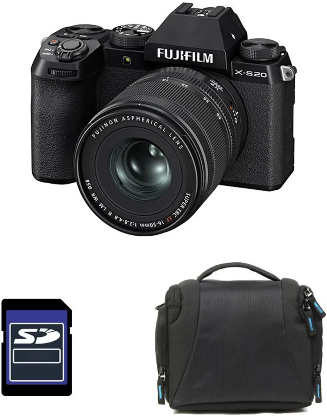 FUJIFILM X-S20 SCHWARZ + 16-50mm Objektiv + Tasche + 8GB SD-Karte