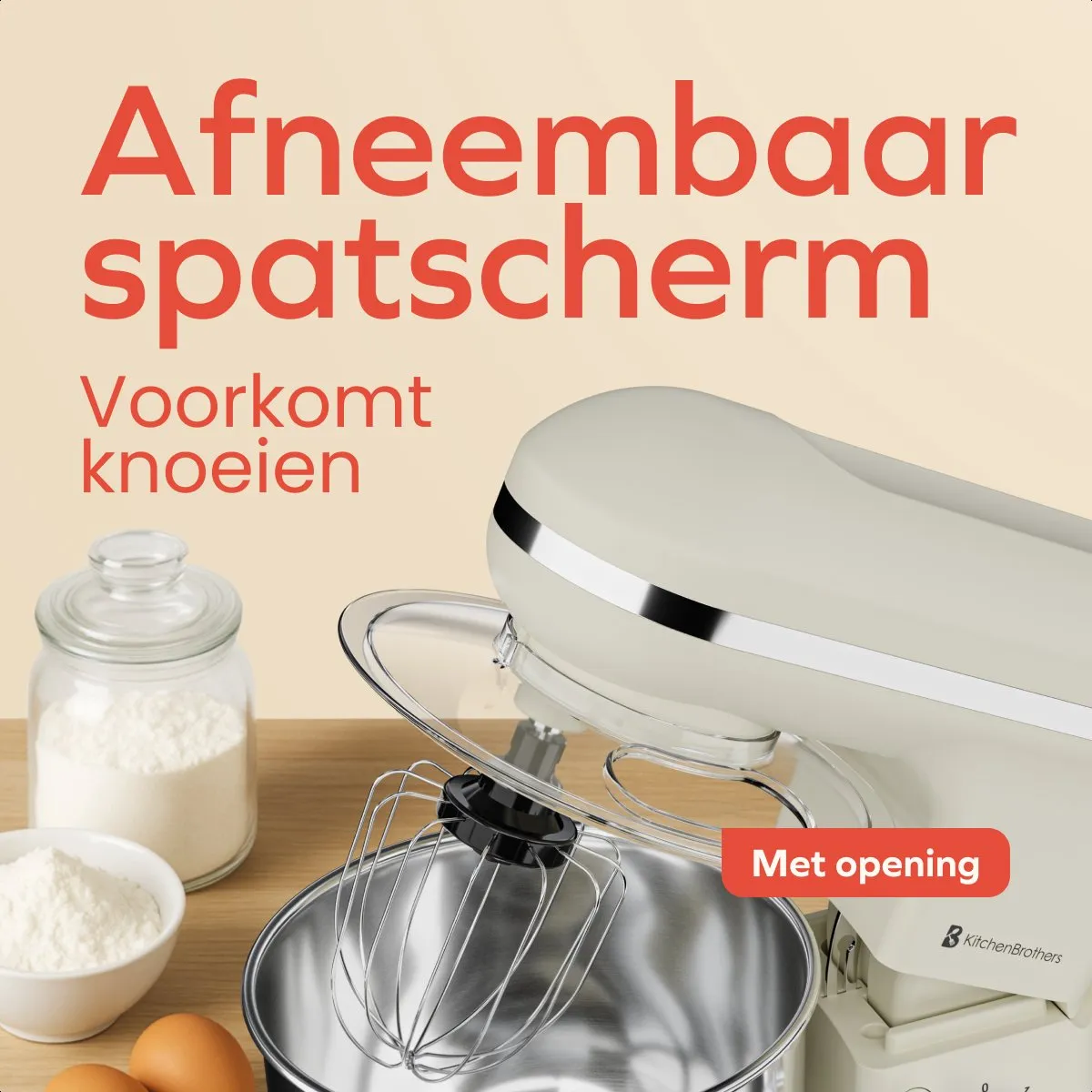 KitchenBrothers 1200W Keukenmachine - 5L - 7 Snelheden - Champagne