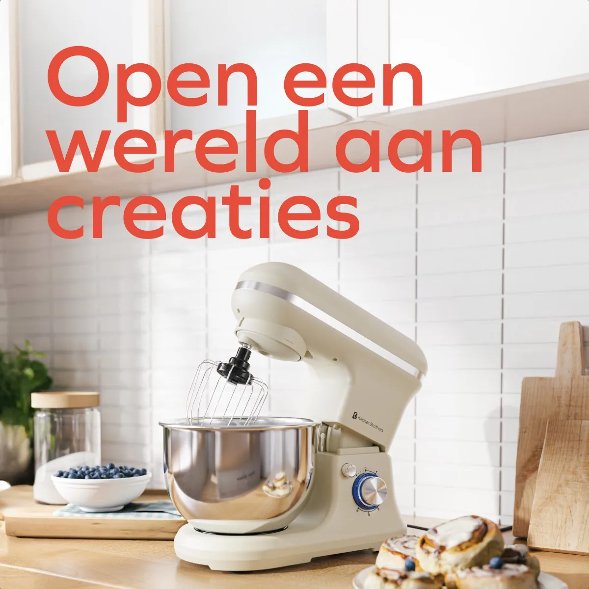 KitchenBrothers 1200W Keukenmachine - 5L - 7 Snelheden - Champagne