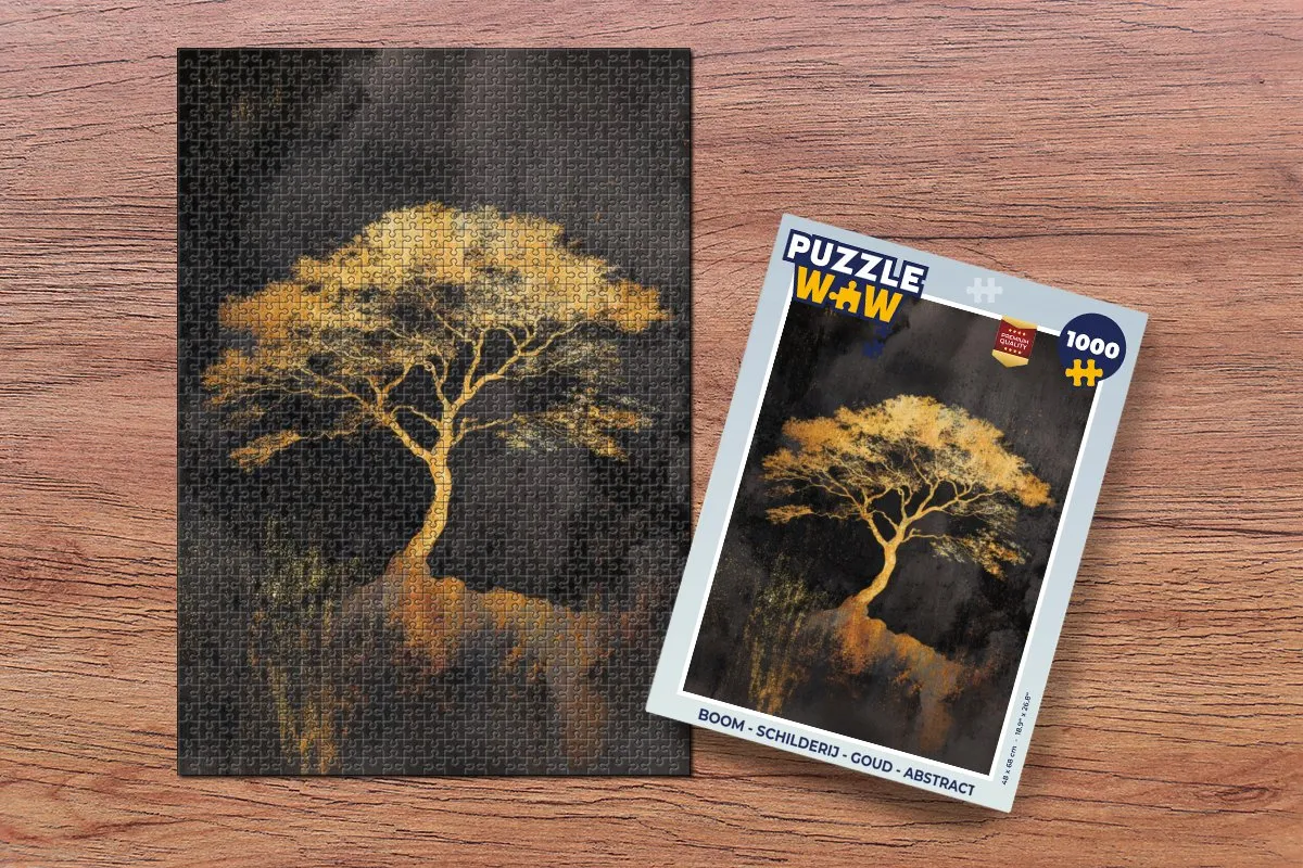 PuzzleWow Boom Legpuzzel 1000 Stuks - Goud Abstract
