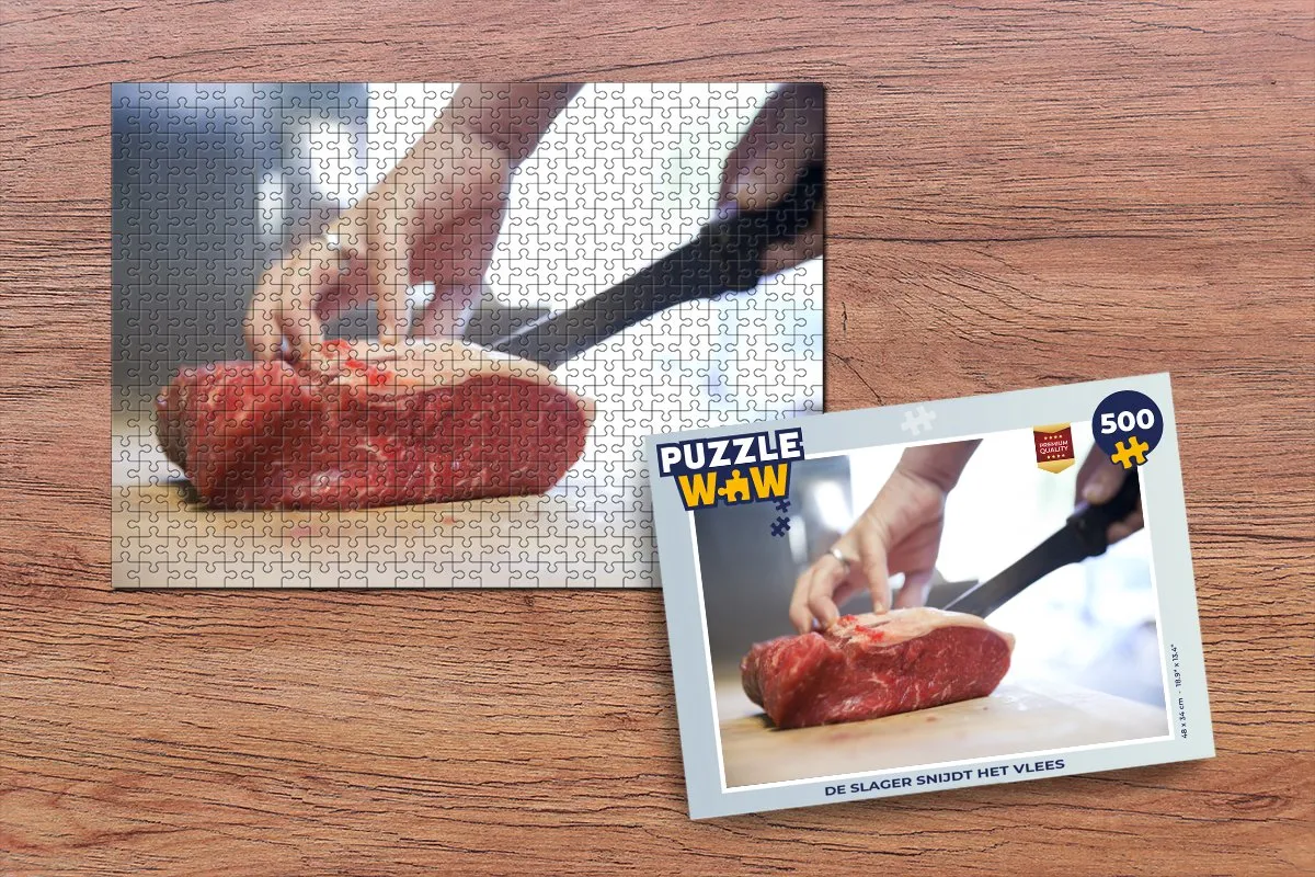 PuzzleWow De slager snijdt het vlees Legpuzzel 500 Stuks - Multicolor