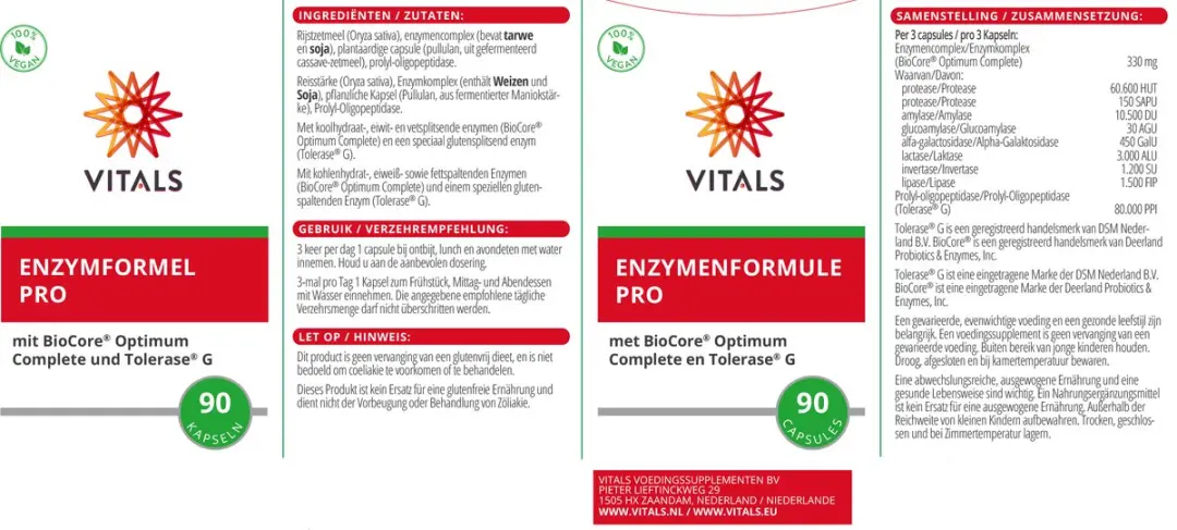 Vitals Enzymenformule Pro 90 capsules - afbeelding 2 van 6