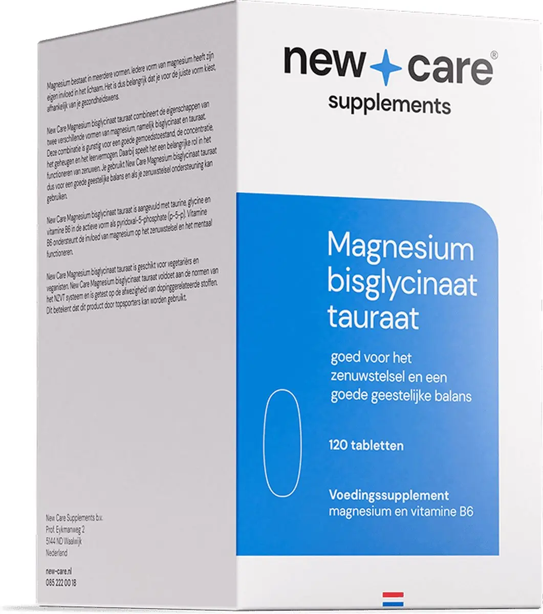 New Care Magnesium Bisglycinaat Tauraat 120 Tabletten